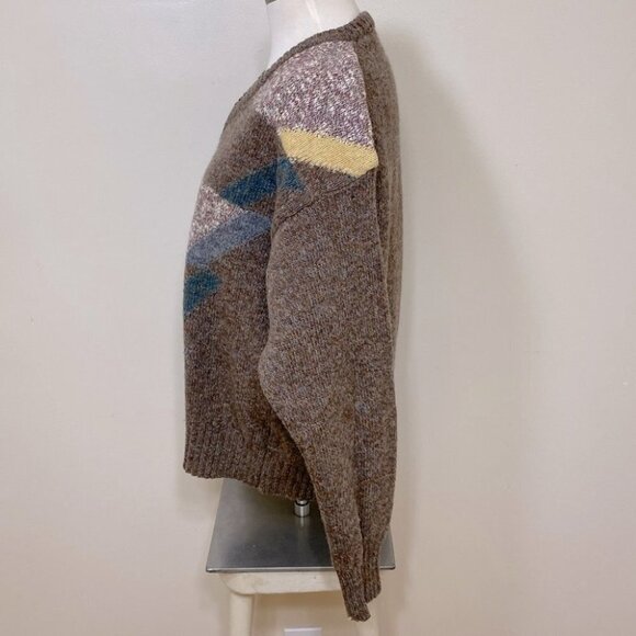 Vintage Wool Brown Dad Sweater Made  In Italy M - Picture 5 of 9